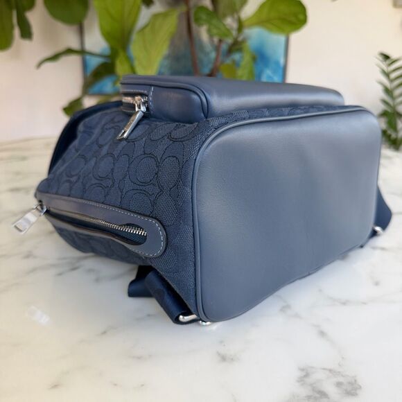 NWT COACH Pace Large Backpack In Signature Jacquard Blue Denim Silver CT812 main image 10